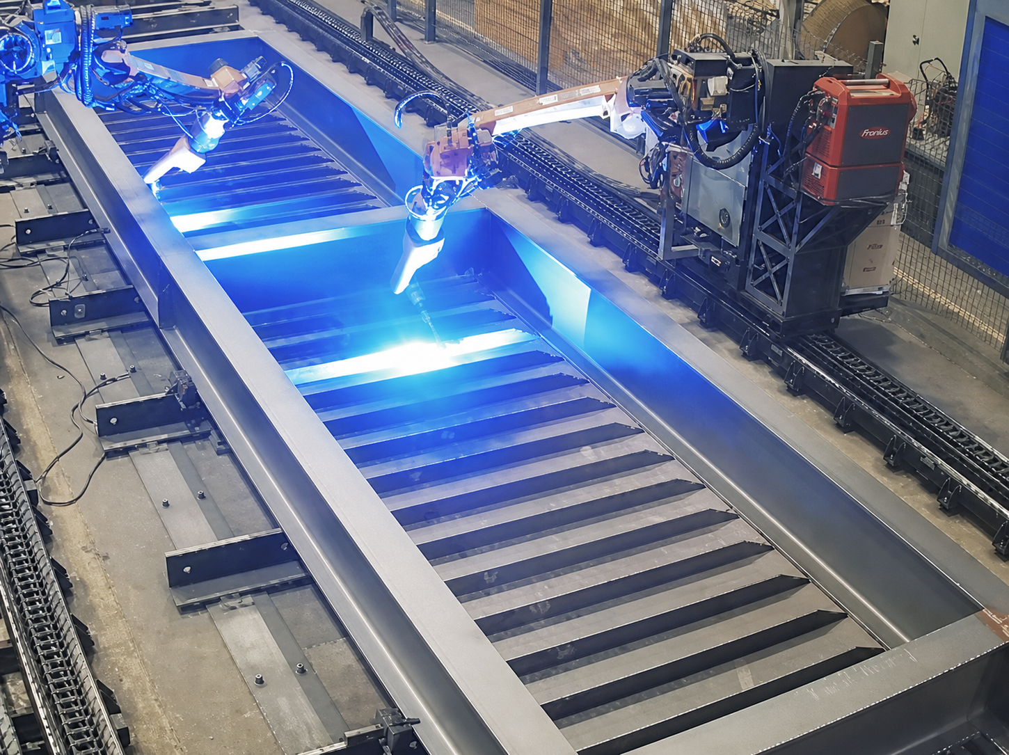 Robotic welding of a fabricated box girder