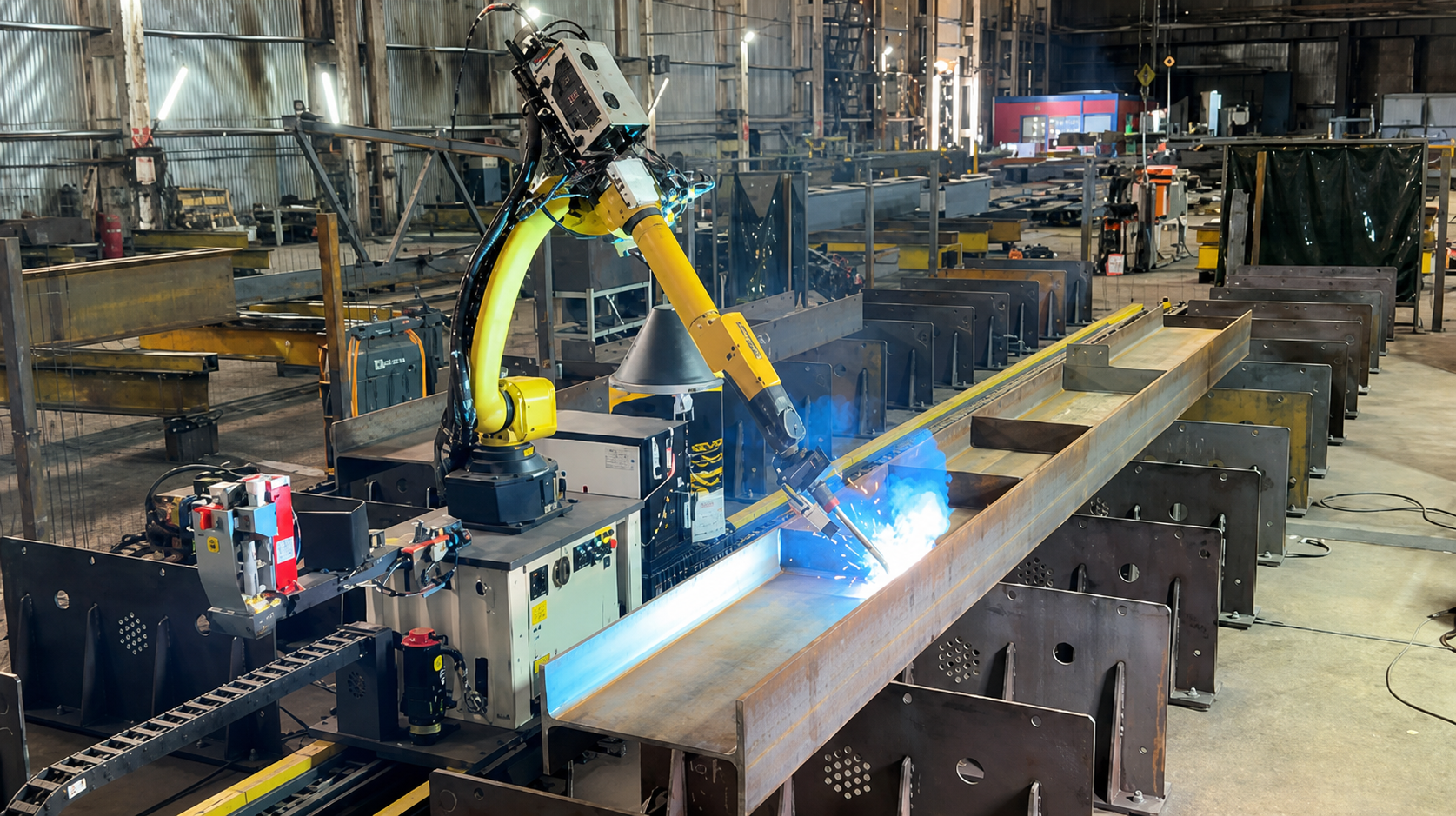 Robotic welding of structural beam assembly